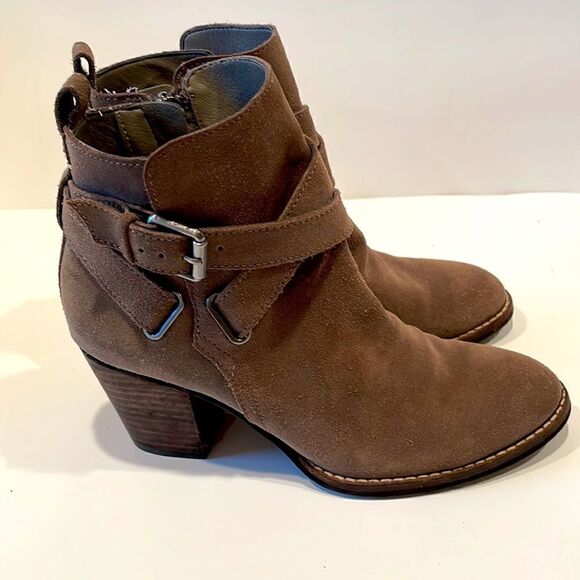Sam Edelman Taupe Suede Zip Ankle Booties, Size 6 - Picture 7 of 10
